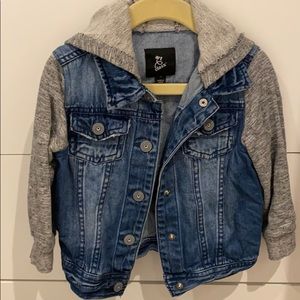 Art class jean jacket with sweatshirt hoodie